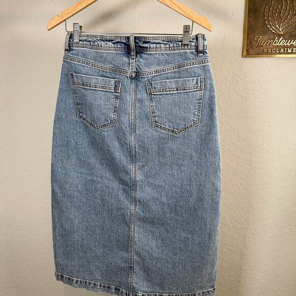 Women's Habitual Denim Blue Jean Pieced Midi A-Line Skirt Size 4 Size 27 - Picture 8 of 9